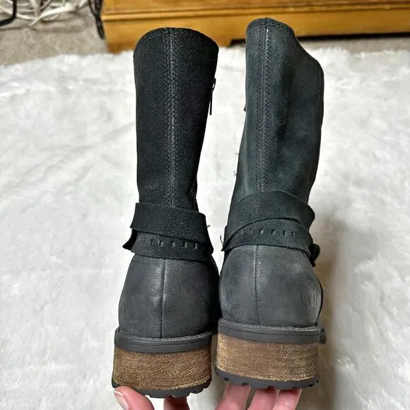 UGG Kiings Suede Water Resistant Moto Zip Boots Women’s 8
