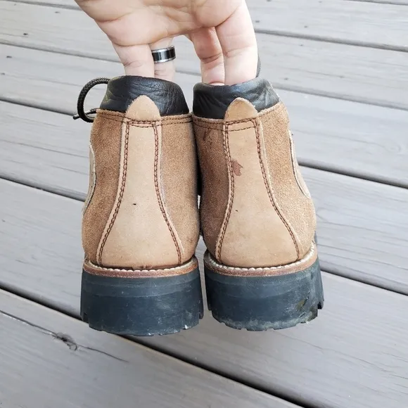 Vintage 90s y2k Brown Roughout Suede Leather Mountaineering Hiking Boots 7.5