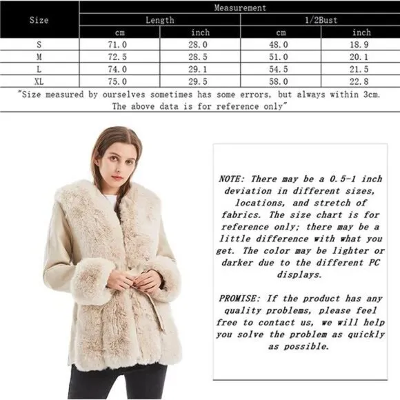 Women's Faux Leather Jacket with Faux Fur Collar Warm Winter Coat with Belt